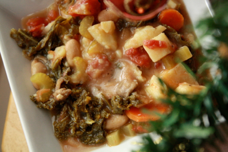 soupe aux légumes et vin blanc