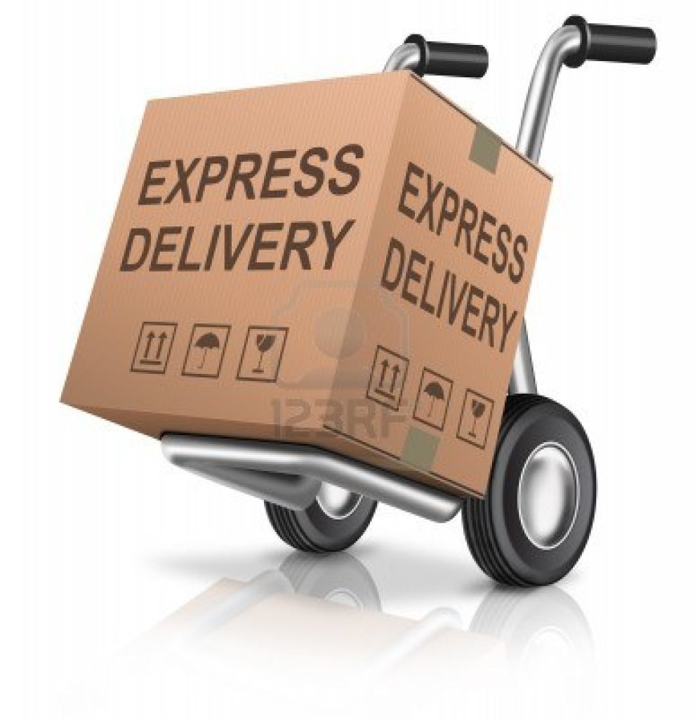 express-delivery-cardboard-box-on-hand-truck-with-text-concept-for-order-shipping-of-online-webshop-
