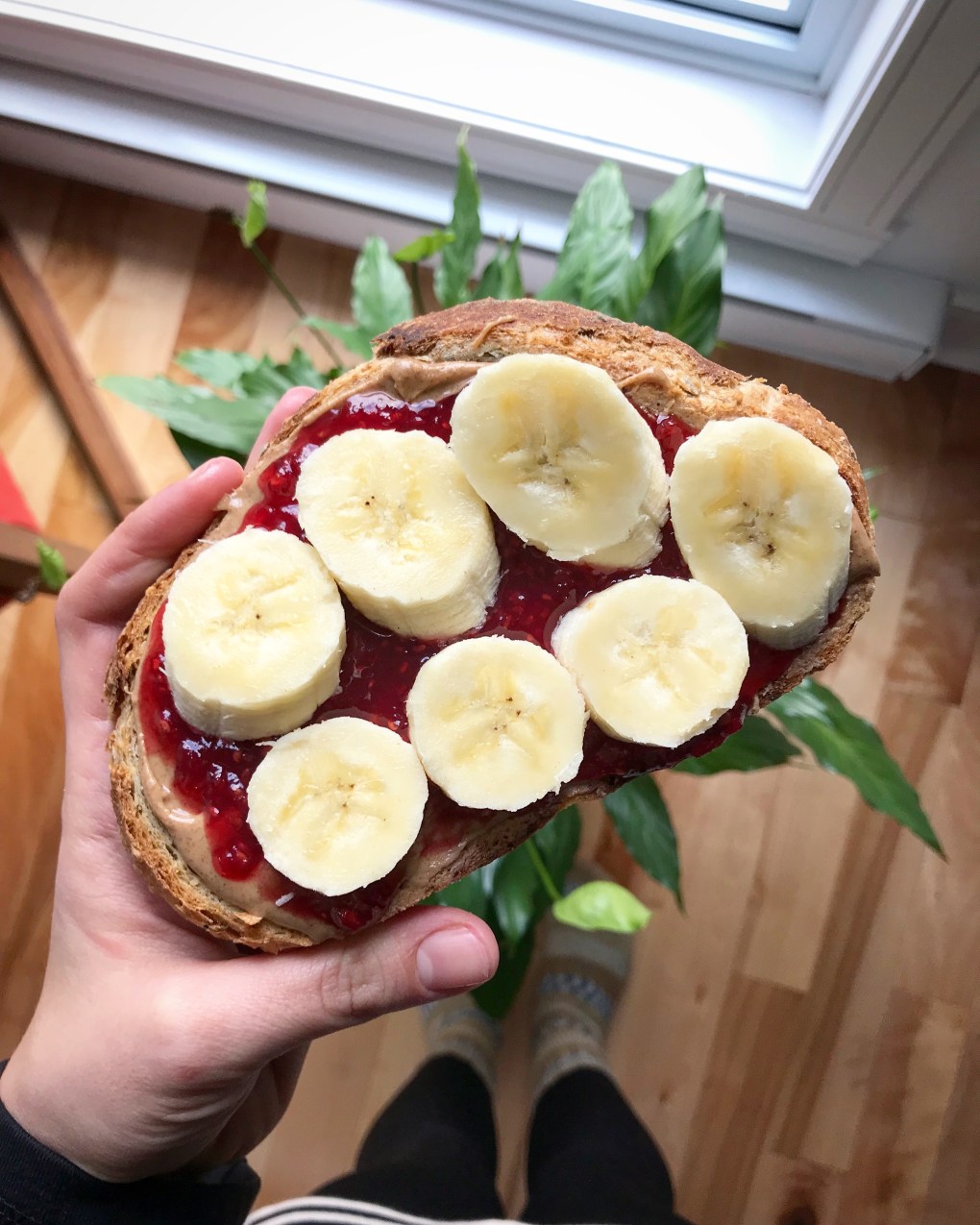 rôtie beurre d'amandes confiture banane